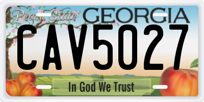 GA license plate CAV5027