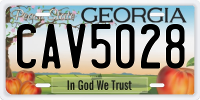 GA license plate CAV5028