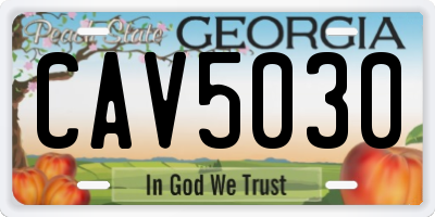 GA license plate CAV5030