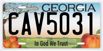 GA license plate CAV5031
