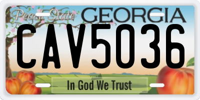 GA license plate CAV5036
