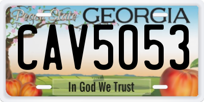 GA license plate CAV5053