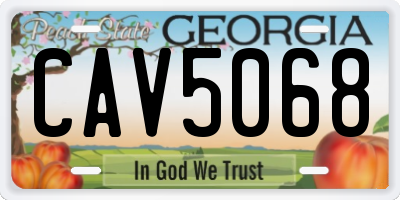 GA license plate CAV5068