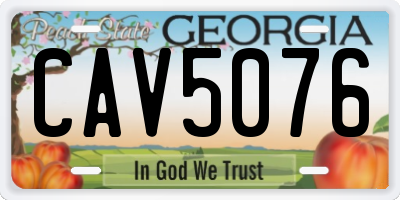 GA license plate CAV5076