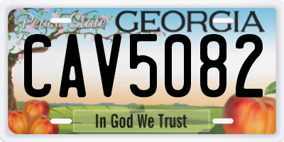 GA license plate CAV5082