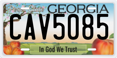 GA license plate CAV5085