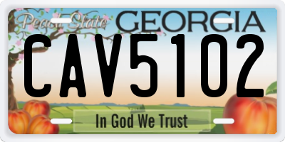 GA license plate CAV5102