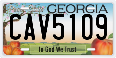 GA license plate CAV5109