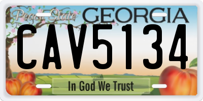 GA license plate CAV5134