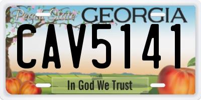 GA license plate CAV5141