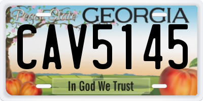 GA license plate CAV5145