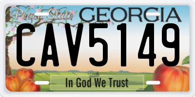 GA license plate CAV5149