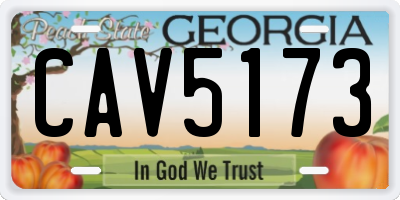 GA license plate CAV5173