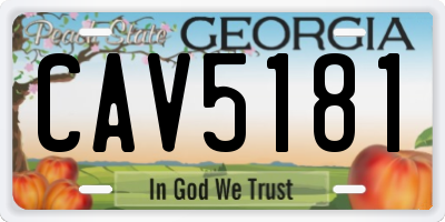 GA license plate CAV5181