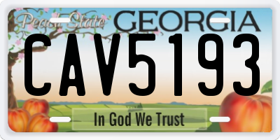 GA license plate CAV5193