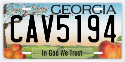 GA license plate CAV5194