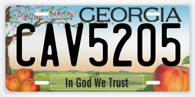 GA license plate CAV5205