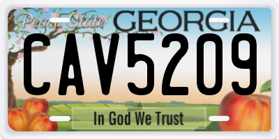 GA license plate CAV5209