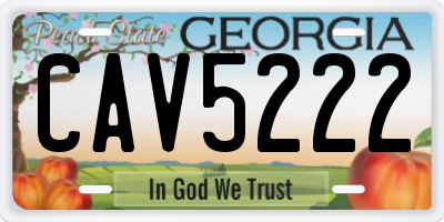GA license plate CAV5222