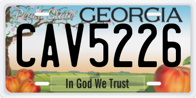 GA license plate CAV5226