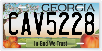 GA license plate CAV5228