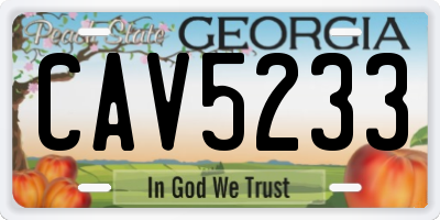 GA license plate CAV5233