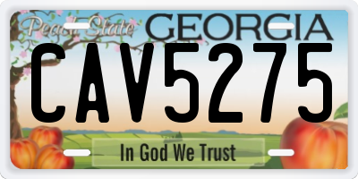 GA license plate CAV5275