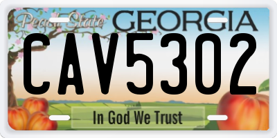 GA license plate CAV5302