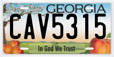 GA license plate CAV5315