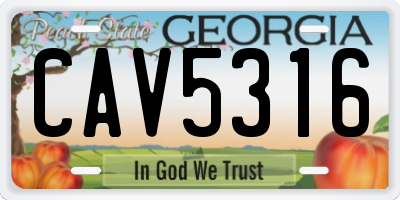 GA license plate CAV5316