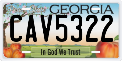 GA license plate CAV5322