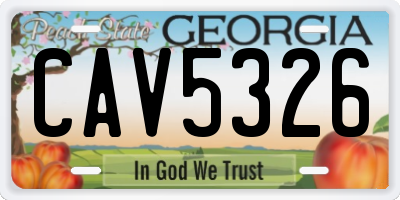 GA license plate CAV5326