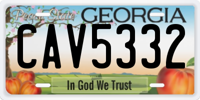 GA license plate CAV5332