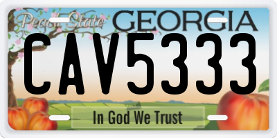 GA license plate CAV5333