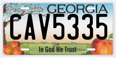 GA license plate CAV5335