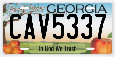 GA license plate CAV5337