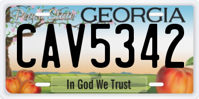 GA license plate CAV5342