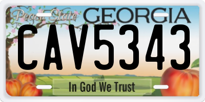 GA license plate CAV5343