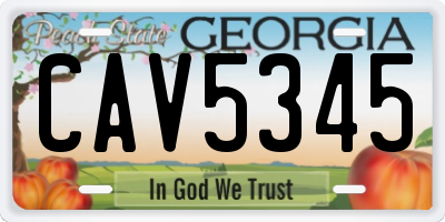 GA license plate CAV5345