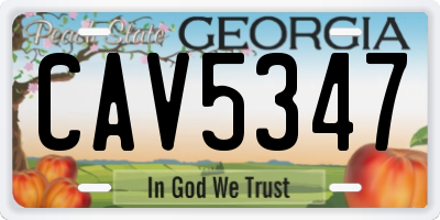 GA license plate CAV5347