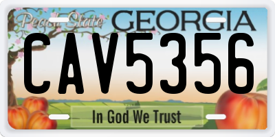 GA license plate CAV5356