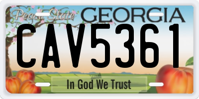 GA license plate CAV5361