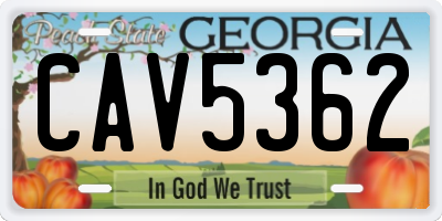 GA license plate CAV5362