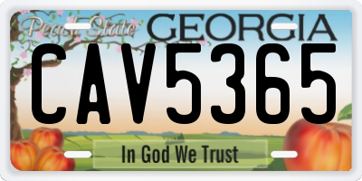 GA license plate CAV5365