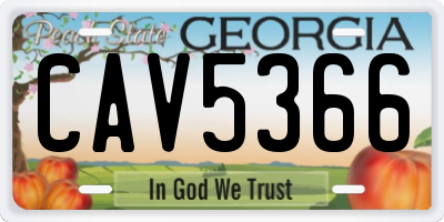 GA license plate CAV5366