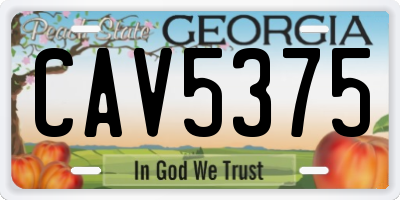 GA license plate CAV5375