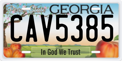 GA license plate CAV5385