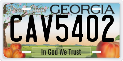 GA license plate CAV5402