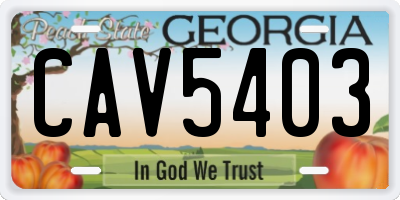 GA license plate CAV5403