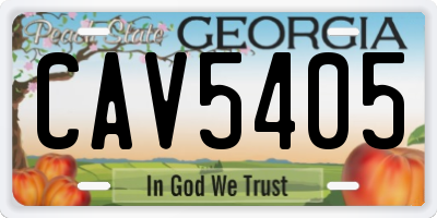 GA license plate CAV5405